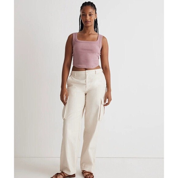 Madewell Tailored Crop Tank in Sleekhold Woodrose Size XL NL398 - Picture 6 of 7